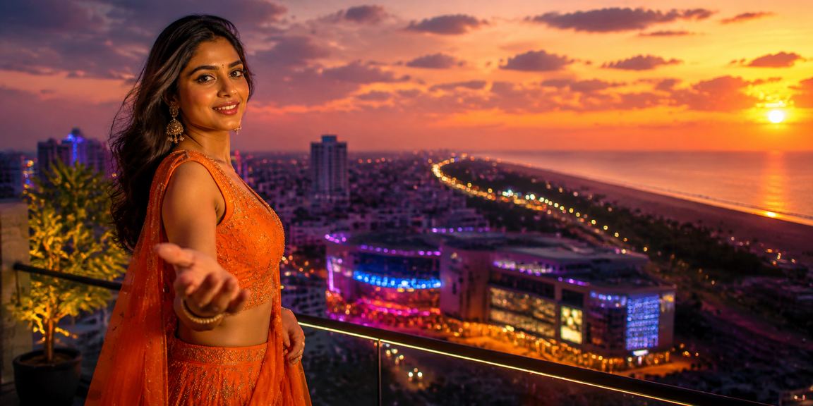 Players enjoying rummy in Chennai with colorful neon surroundings